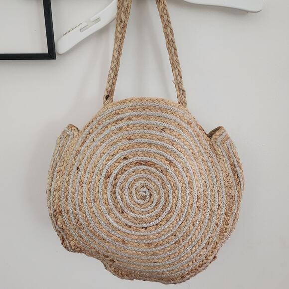 Round jute tote handbag - Picture 3 of 4